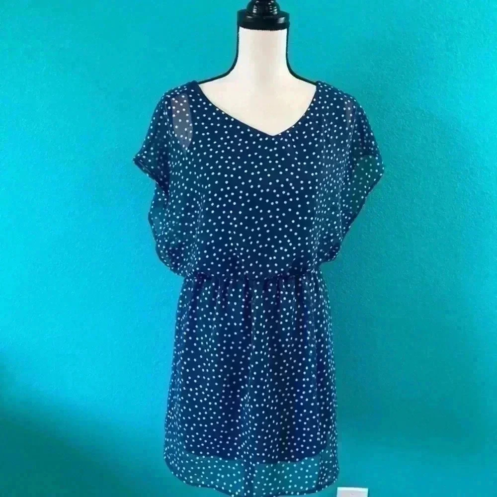 Lush blue and white polka dot dress